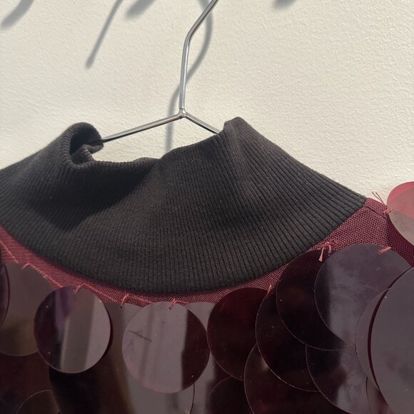 High neck sequined fringe hem maxi dress in merlot - Picture 6 of 6